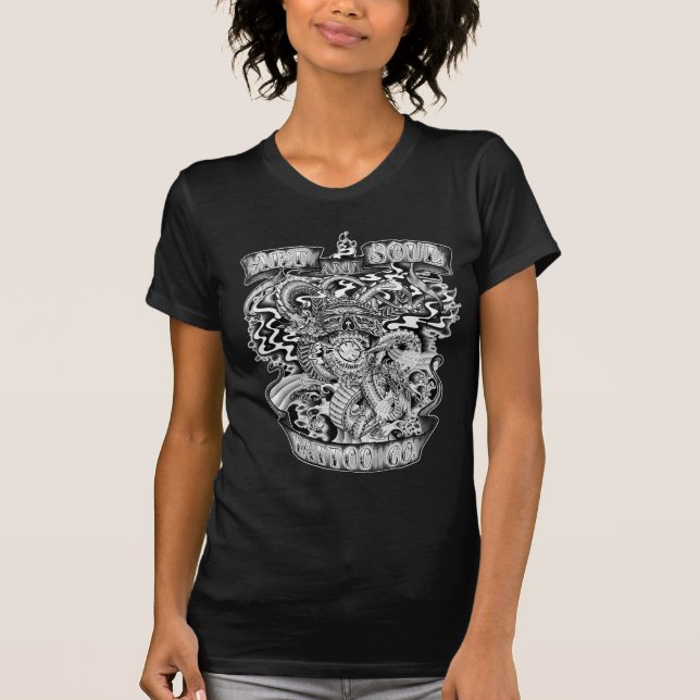 MUJERES NEGRAS DE LA CAMISA DEL DRAGÓN DEL TATUAJE (Anverso)
