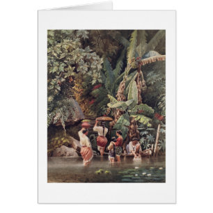 Mujeres que se lavan debajo de un árbol de