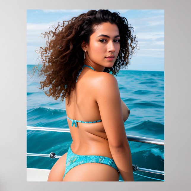 Mujeres Sexy Azul Bikini Material de arte AI gener (Frente)