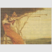 Mujeres tocando trompetas papel de tejidos musical