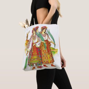 Mujeres ucranianas en la bolsa de asas del vestido
