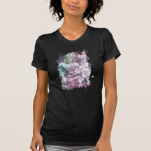 *~* Mujeres Zen Buddha Flores Pastel Camiseta Negr