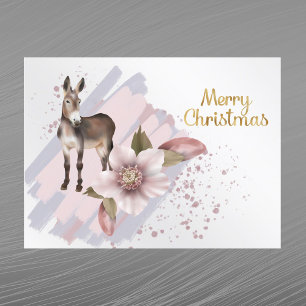 Mula floral de acuarela rosa de Navidad