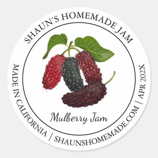 Mulberry Jam Etiqueta moderna (Anverso)