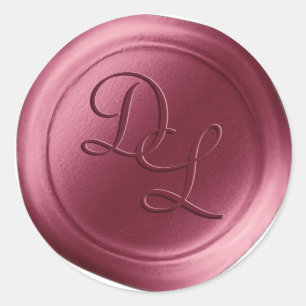 Mulberry Mauve 2 letras Monograma Pegatinas de sel