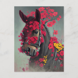 Mule con tarjeta postal de flores