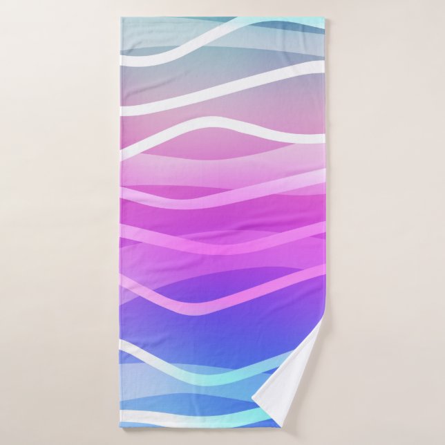Multicolor claro, diseño arcoiris con líneas plana (Toalla de baño)