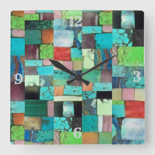 Multicolor Gemstone Mosaico Aspecto Reloj Turquesa