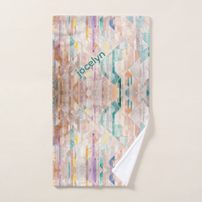 multicolores de abstracto personalizados púrpura a (Toalla de mano)