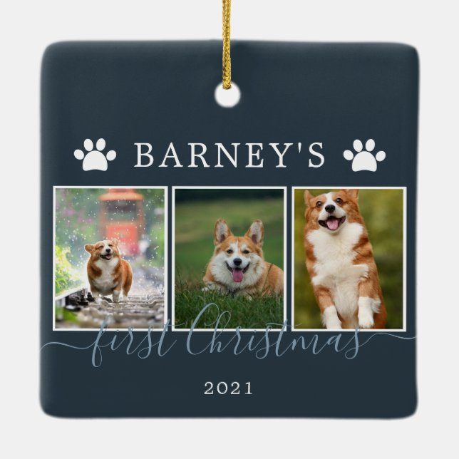 Multifotos primer Ornamento de cerámica de perro d (Reverso)