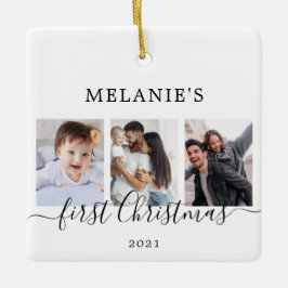 Multifotos primera Navidad Bebé Ornamento cerámico