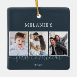 Multifotos primera Navidad Bebé Ornamento cerámico