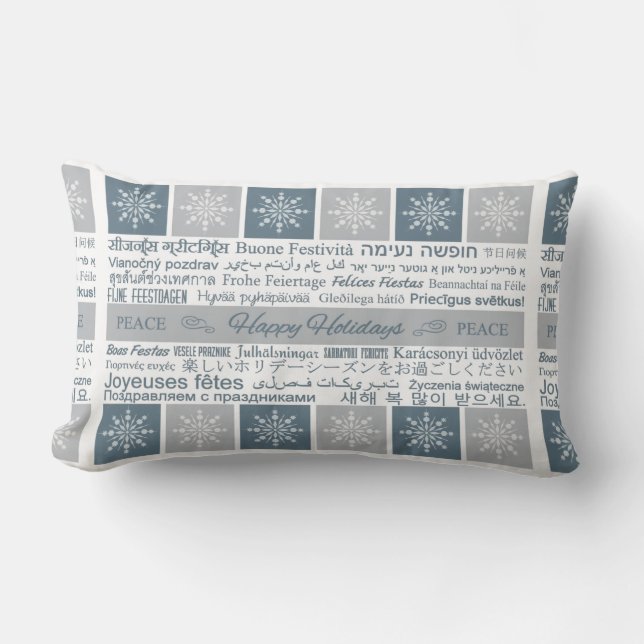 Multilingue Felices Fiestas lanzan almohada (Anverso)