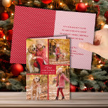 Múltiples fotos Feliz Navidad Rojo doblado<br><div class="desc">Cuatro fotos en un patrón de cuadrícula único en la parte delantera de estas tarjetas de Navidades dobladas muestran el saludo Feliz Navidad y Feliz Año Nuevo con letras de moda con un borde rojo. Sus nombres y saludos personales están impresos en el interior. MÁS colores en nuestra colección.</div>