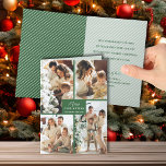 Múltiples fotos Feliz Navidad Verde plegado<br><div class="desc">Cuatro fotos en un patrón de cuadrícula único en la parte delantera de estas tarjetas de Navidades dobladas presentan el saludo Feliz Navidad y Feliz Año Nuevo con letras de moda con un borde verde. Sus nombres y saludos personales están impresos en el interior. MÁS colores en nuestra colección.</div>