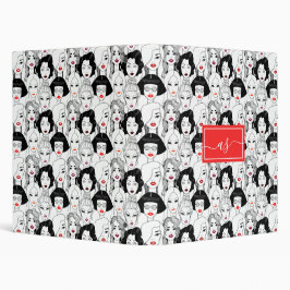 Multitud de mujeres retro vogue labios rojos monog