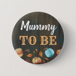 Mummy al caer Calabazas botón Baby Shower