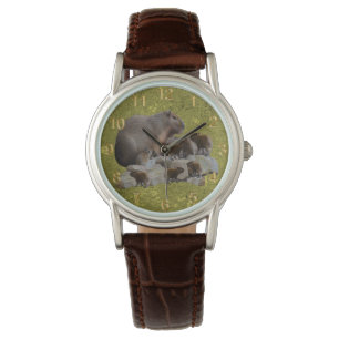 Mummy Capybara con bebés, damas reloj de pulsera