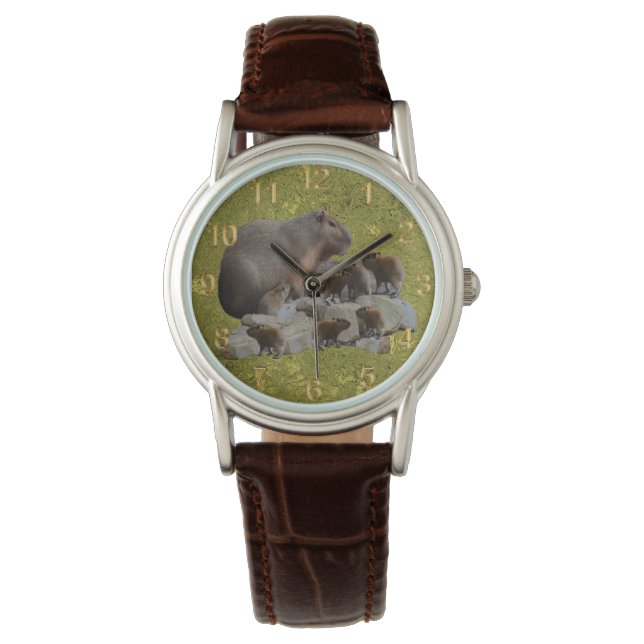 Mummy Capybara con bebés, damas reloj de pulsera (Anverso)