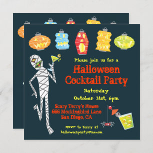Mummy Halloween Cocktail Party Invitaciones