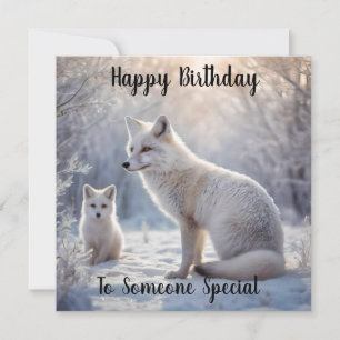 Mummy Y Baby White Arctic Fox, Tarjeta De Cumpleañ