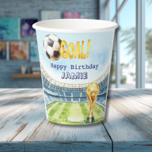 Mundial de fútbol adorable cumpleaños de niño vaso