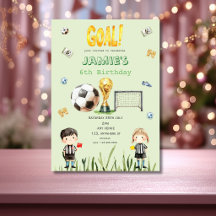 Mundial de fútbol adorable invitación de cumpleaño