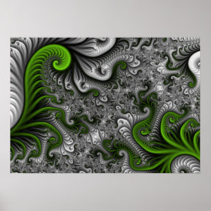 Mundo de fantasía verde y gris arte abstracto frac
