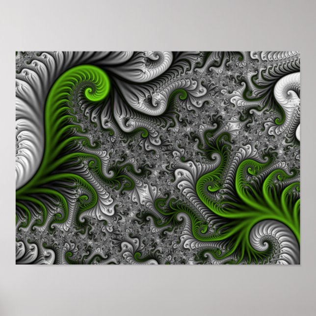 Mundo de fantasía verde y gris arte abstracto frac (Frente)