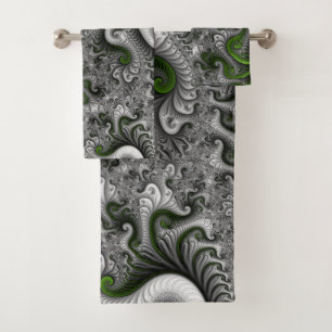 Mundo de fantasía verde y gris arte abstracto frac