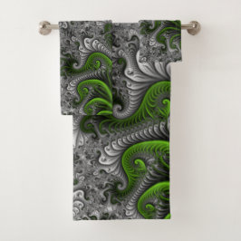 Mundo de fantasía verde y gris arte abstracto frac