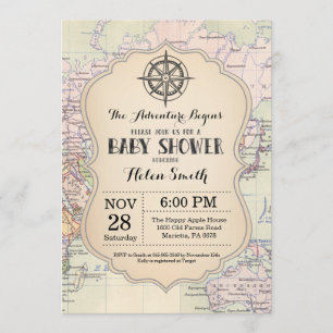 Mundo del viaje del mapa de la invitación de Baby