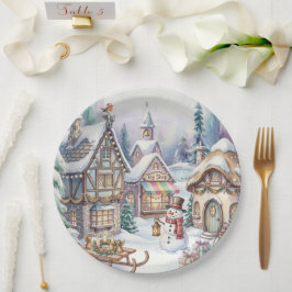 Mundo Mágico de Invierno Plato de Papel