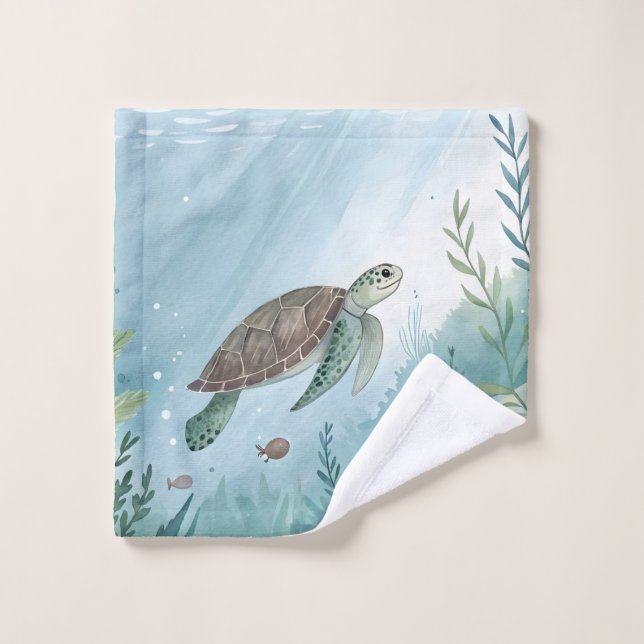 Mundo submarino con tortuga (Toallita)