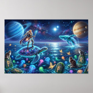 Mundo Tortuga Océano Cósmico — Arte Fantástico Nór