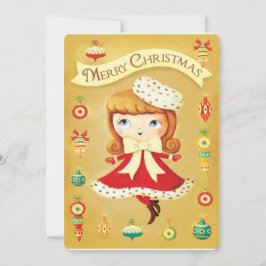 Muñeca cortada en una tarjeta de Navidad con vesti