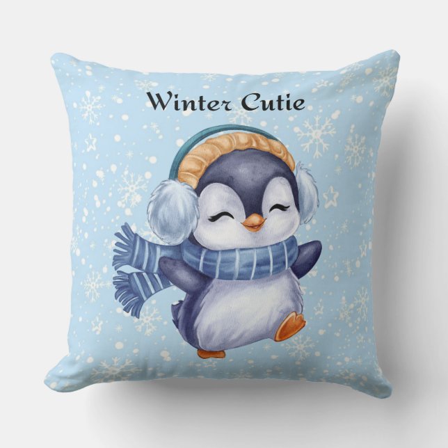 Muñeca de Invierno | Almohada Decorativa de Pingüi (Anverso)