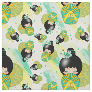 Muñeca de Kokeshi del japonés y tela de Acuarela