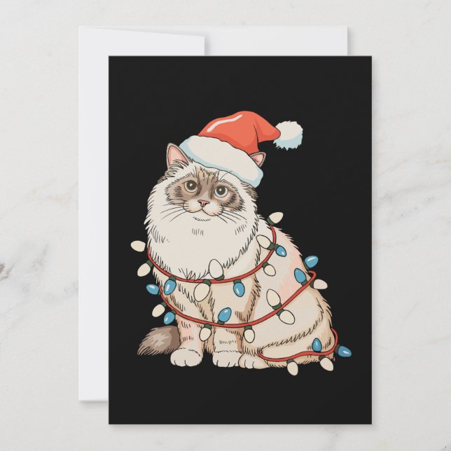 Muñeca de Navidad Gato Lindo Sombrero de Santa Luc (Anverso)