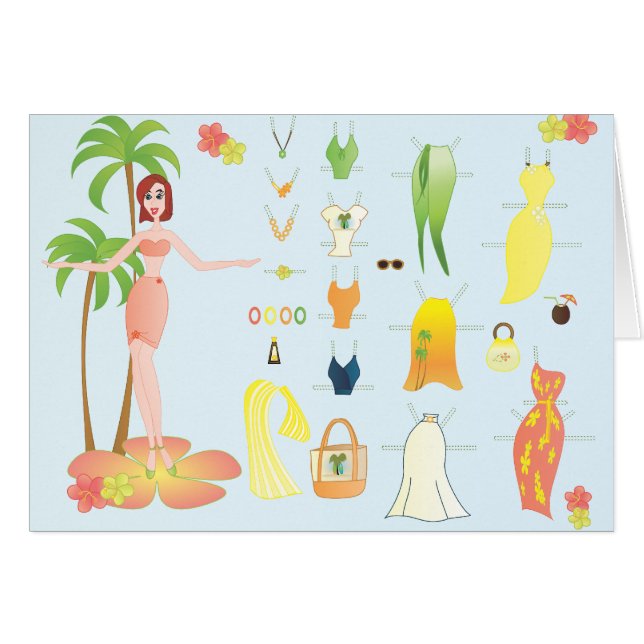 Muñeca de papel de moda tropical (Anverso (Horizontal))