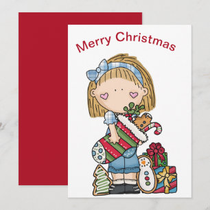 Muñeca de trapo de Navidad sosteniendo una media