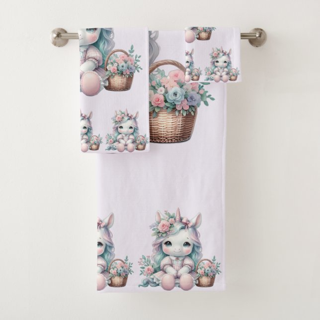 Muñeca de Unicornio Kawaii con Cesta de Flores (In situ)
