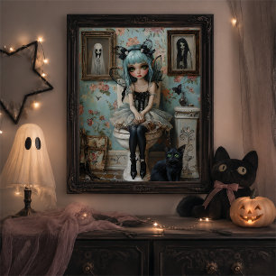 Muñeca Hada Gótica Adorable Arte de Pared de Hallo