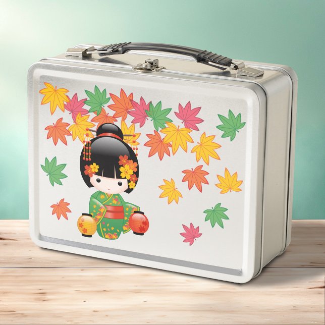 Muñeca Kokeshi Caída - Chica de Kimono Verde Geish (Subido por el creador)
