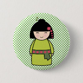 Muñeca Kokeshi de Botón Japonesa