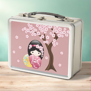 Muñeca Kokeshi de primavera - rosa geisha japonés
