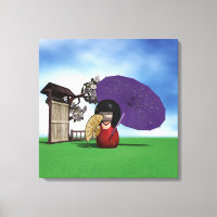 Muñeca Kokeshi Japonesa Arte Flor de Cerezo
