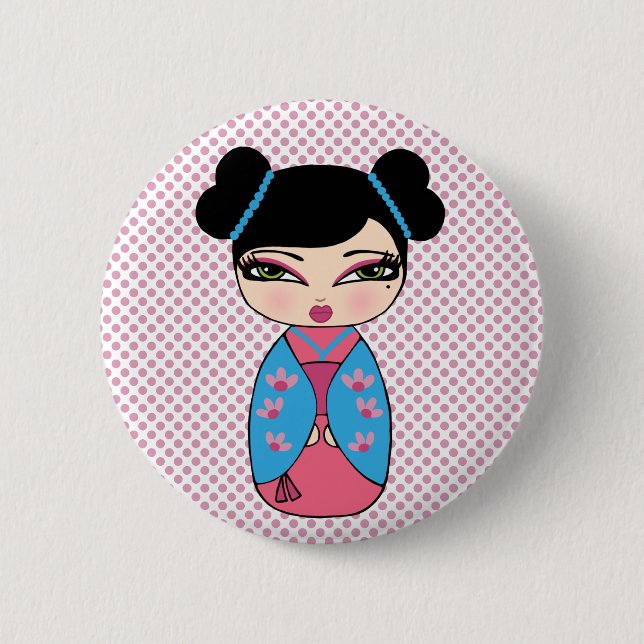 Muñeca Kokeshi japonesa botón (Anverso)