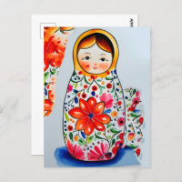 Muñeca Matryoshka, cruce de postales