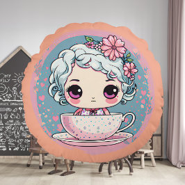 Muñeca redonda de almohada de la Copa de Té
